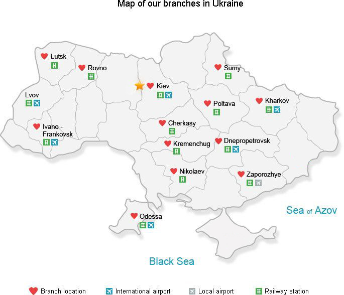map of our branches in Ukraine